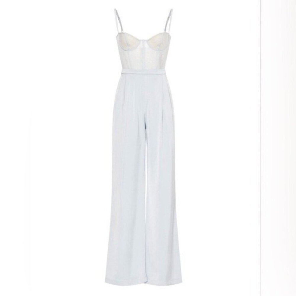 White Wide-Leg Jumpsuit with Bustier Top
